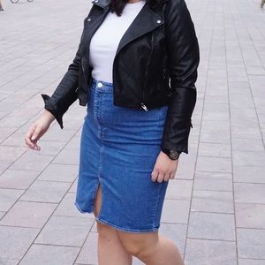 Denim pencil skirt